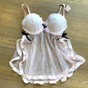 NWT Victoria’s Secret Angels Bra Teddy Chemise Sz 34D